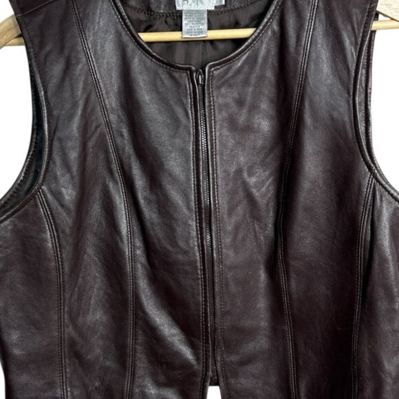Vtg Jacqueline Ferrar in 2025 Color Trend "Brown" Women's Leather Vest Size 12 - Picture 3 of 8